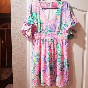 Floral Pink and Green Dress